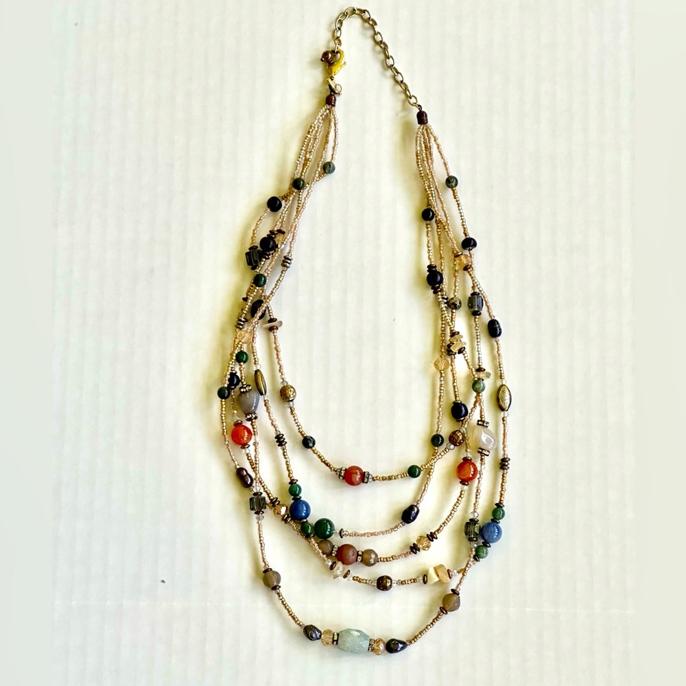 Chico’s Multi-colored Mixed-bead Multi-strand Necklace